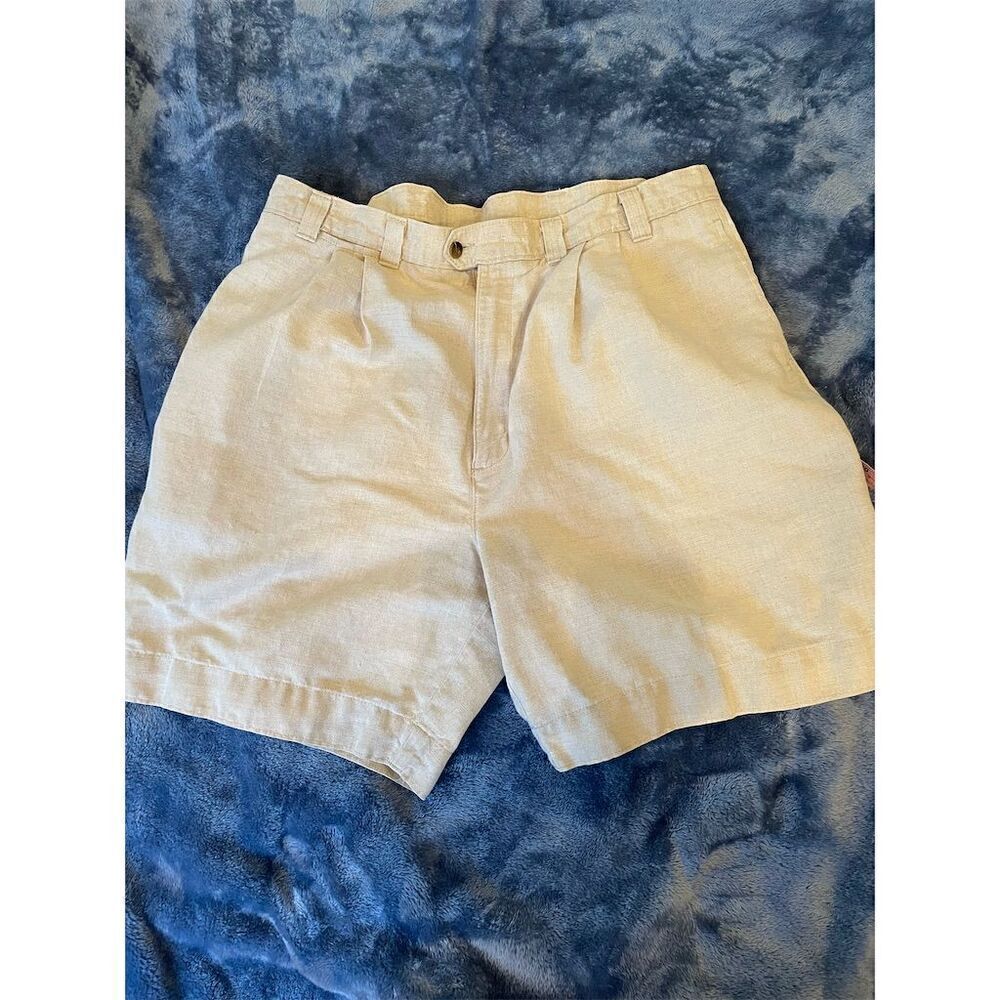 Dockers Men's Chino Shorts Size 38 Beige Linen Blend Casual Classic Fit
